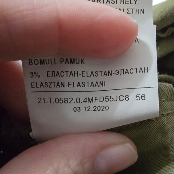 United Colors of Benetton Patterned Tapered Leg Pants In Olive Sz 56 (XXL) - Picture 10 of 10